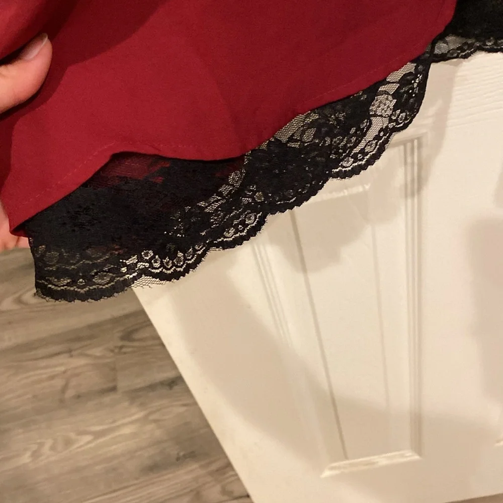 Sexy Red Sleeveless Mini Dress with black lace trim from Forever 21, size M - Picture 3 of 6